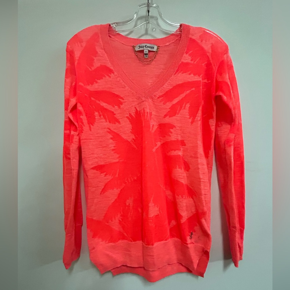 Juicy Couture Palm Leaf Sheer Summer Sweater